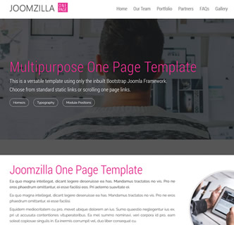 joomla one page responsive bootstrap framework only template
